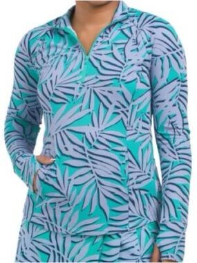 Tommy Bahama Active Teal Zip-Front Pullover